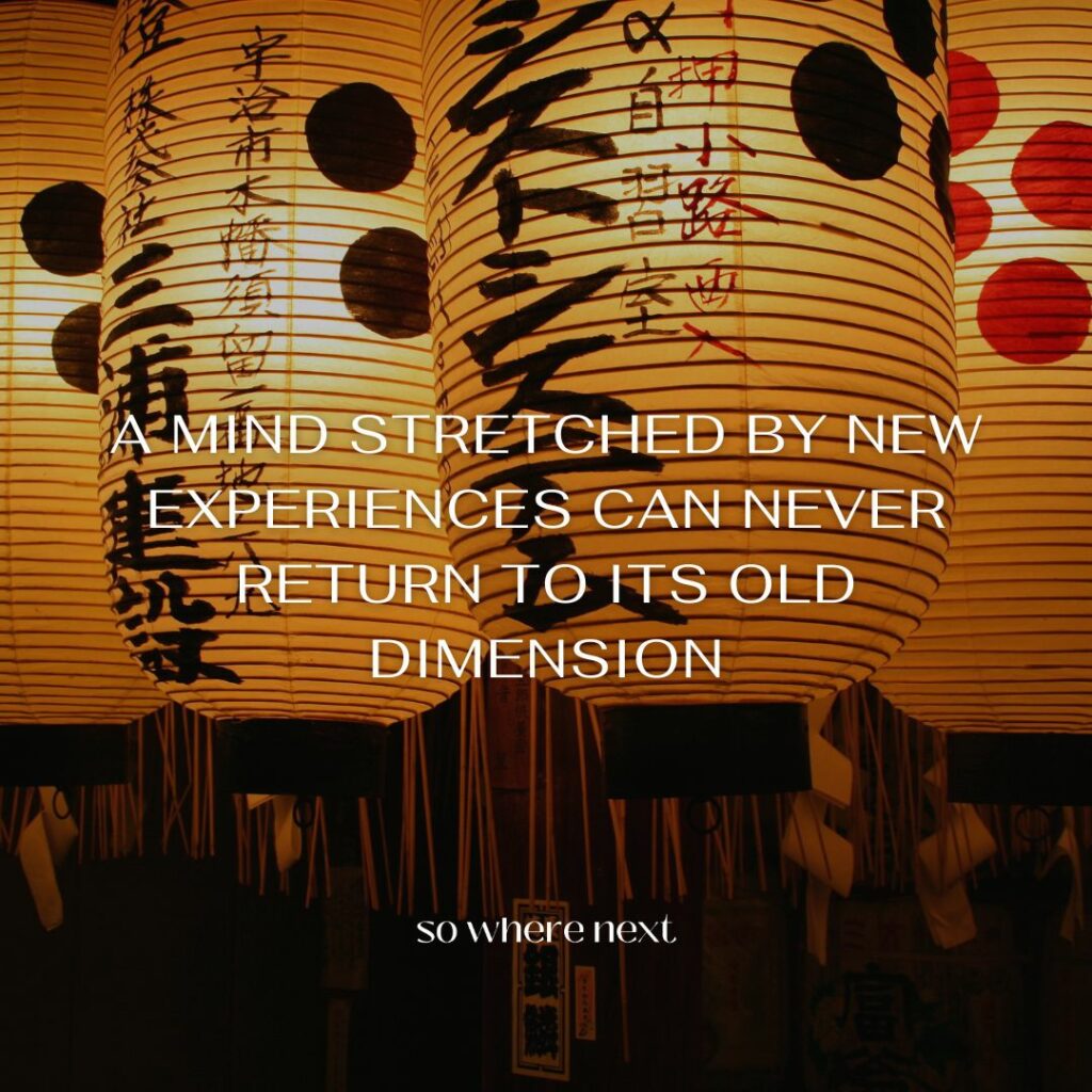 travel quote - A mind stretched by new experiences can never return to its old dimension. 