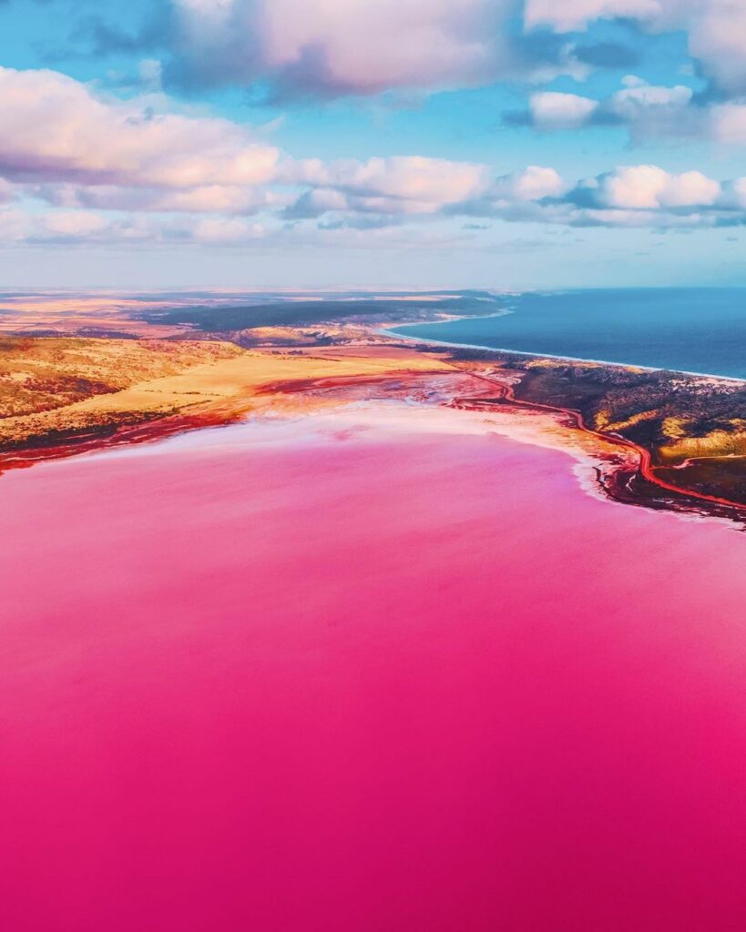 The bright pink hues of some of Australia's best pink lakes